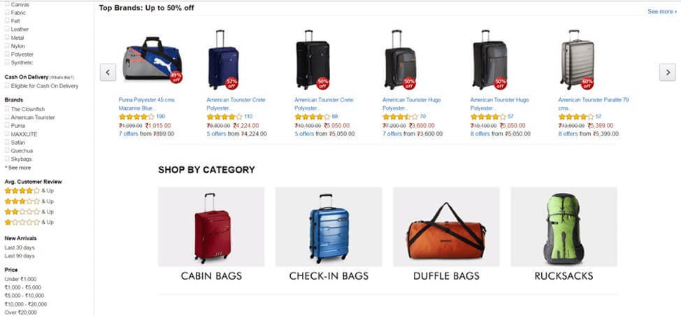 アマゾンにアクセスして観光バッグを検索し、バッグを持ってかなりの時間を過ごし、各機能について詳細なメモを取りますが、購入はしません